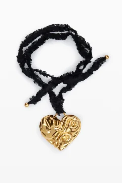 Joyería-Desigual Colgante corazón cinta baño oro Zalio