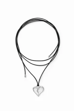 Joyería-Desigual Colgante corazón cordón baño plata Zalio
