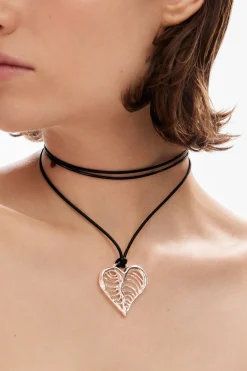 Joyería-Desigual Colgante corazón cordón baño plata Zalio