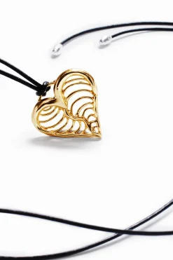 Joyería-Desigual Colgante corazón cordón baño oro Zalio