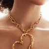 Joyería-Desigual Collar corazón baño oro Zalio