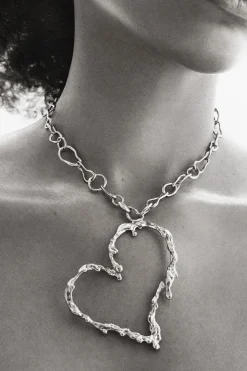 Joyería-Desigual Collar corazón baño plata Zalio