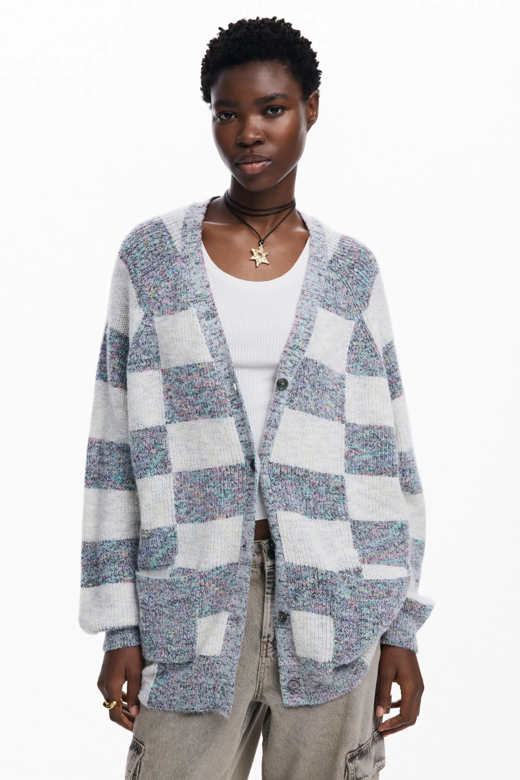 Ropa De Punto|Jerséis-Desigual Cárdigan tejido combinado