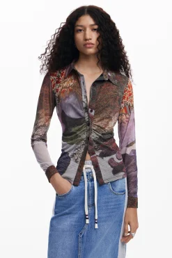 Faldas Y Shorts-Desigual Falda midi denim híbrida