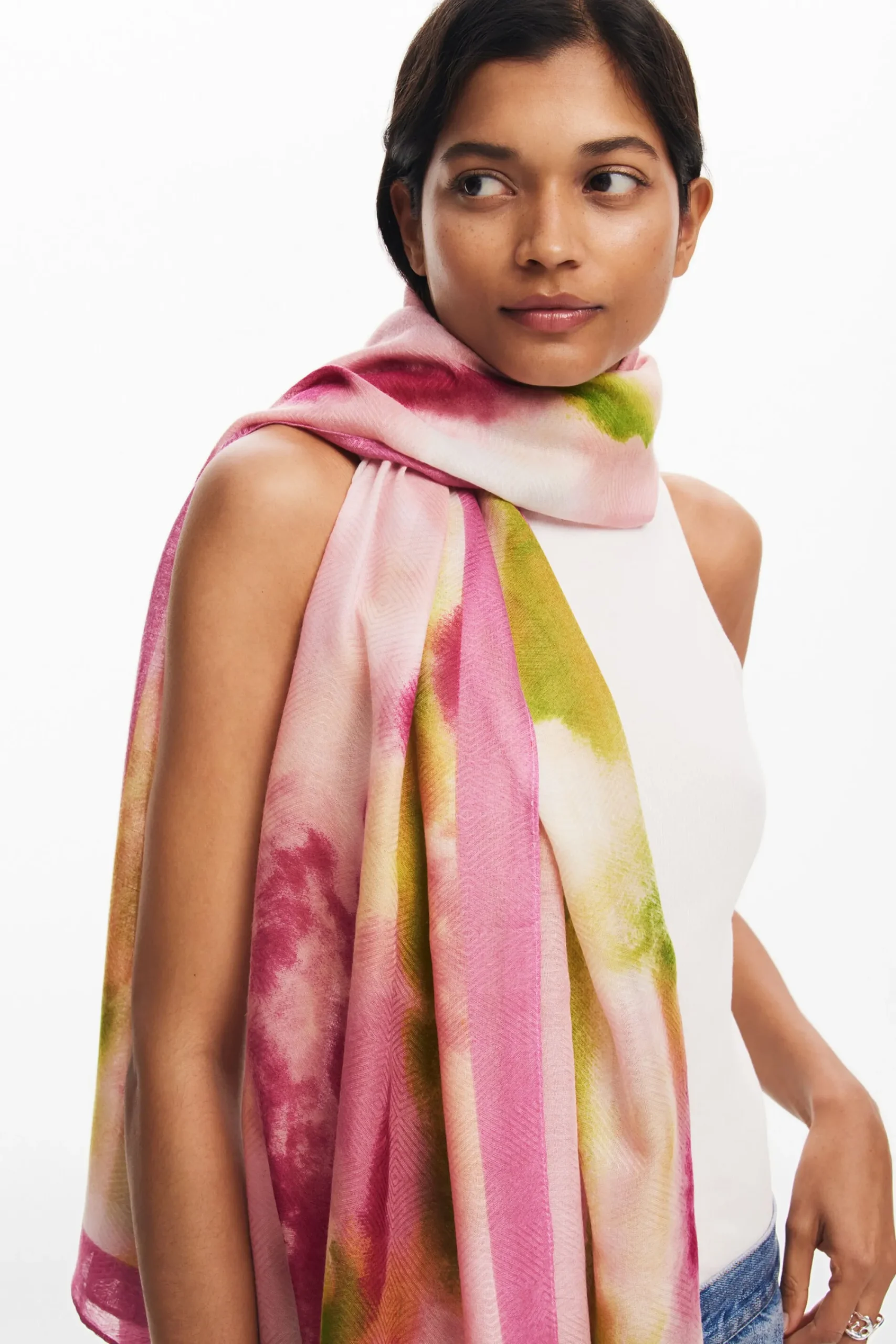 Bufandas Y Pañuelos-Desigual Foulard rectangular acuarela
