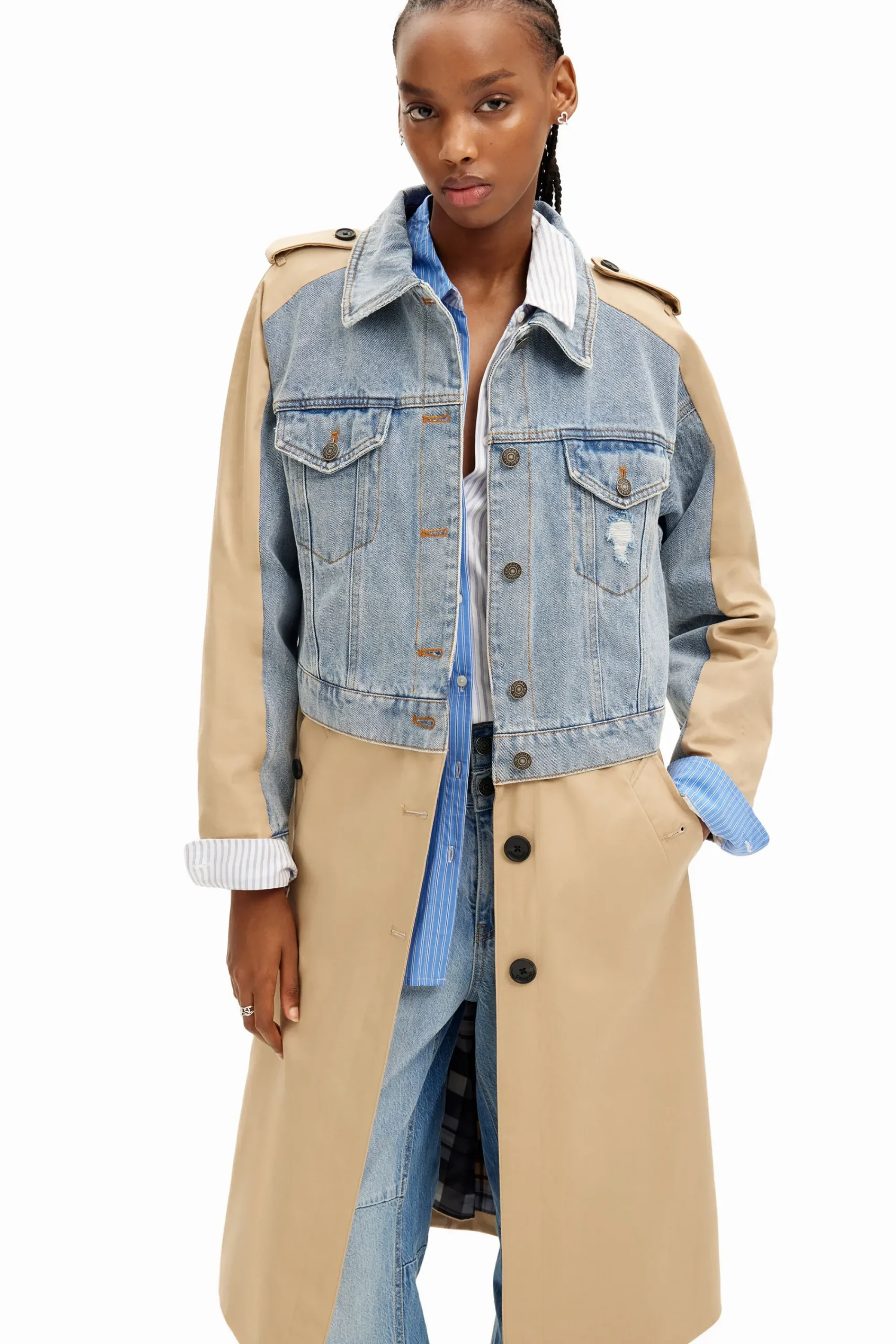 Abrigos Y Chaquetas-Desigual Gabardina híbrida denim