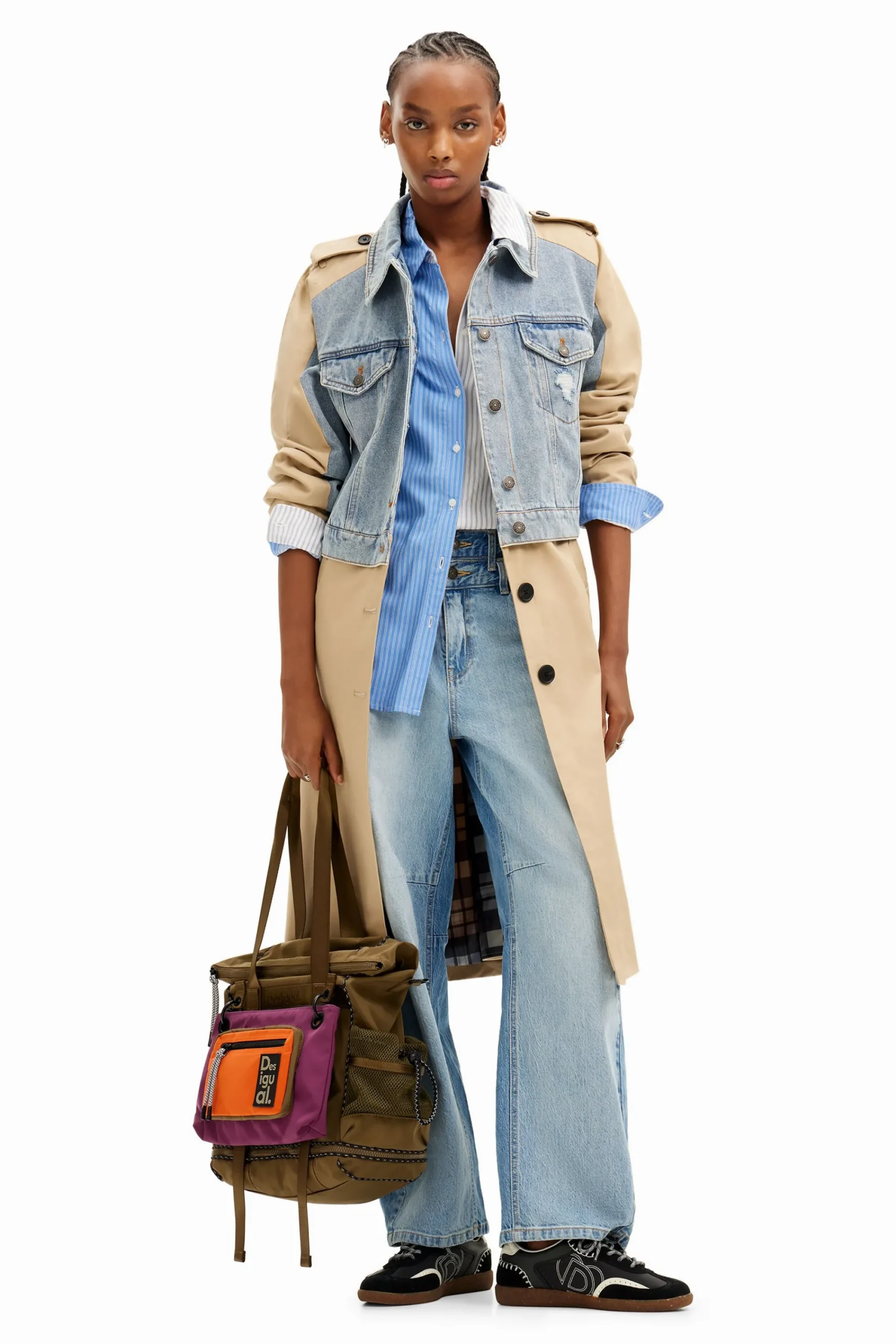Abrigos Y Chaquetas-Desigual Gabardina híbrida denim