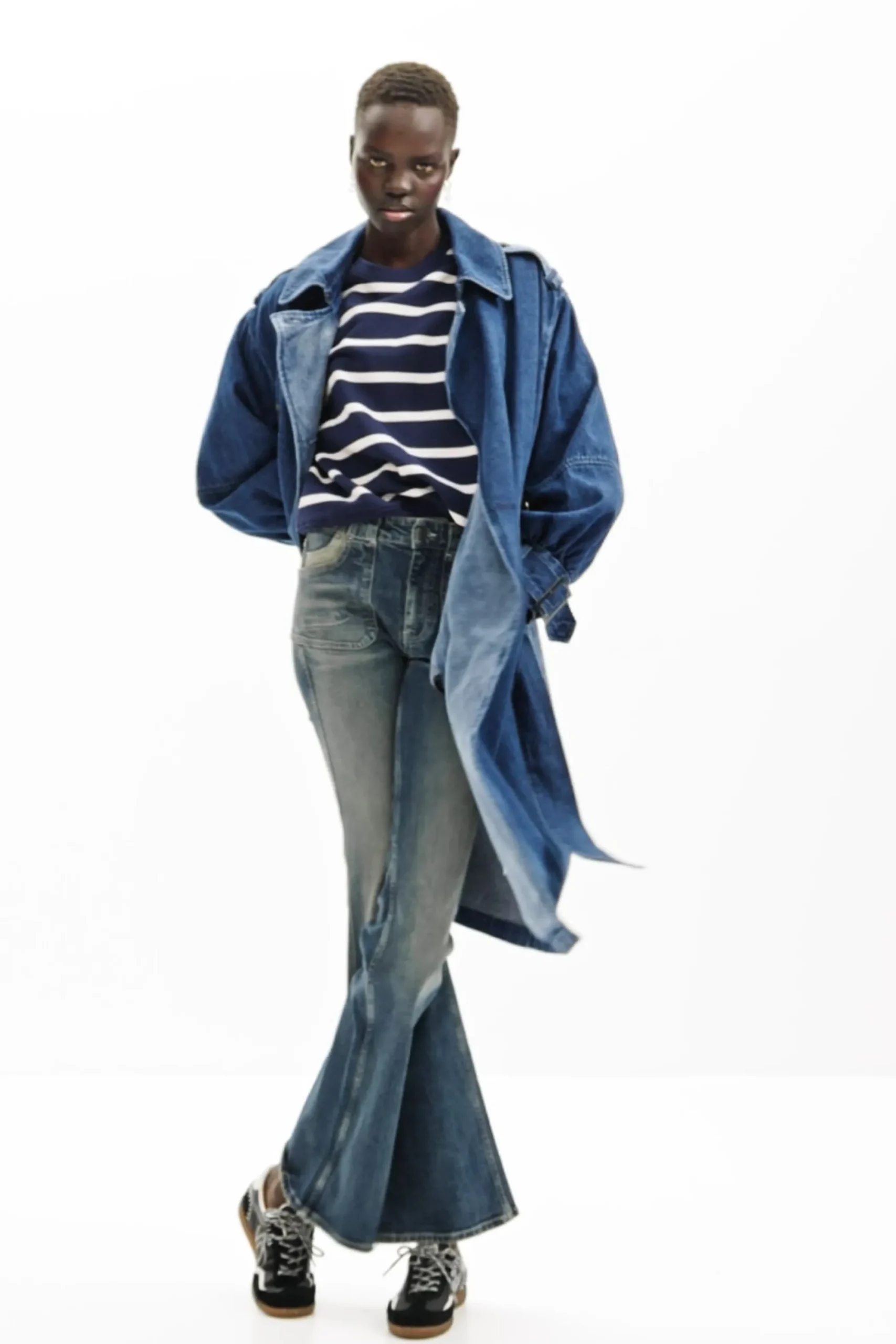 Abrigos Y Chaquetas-Desigual Gabardina oversize denim