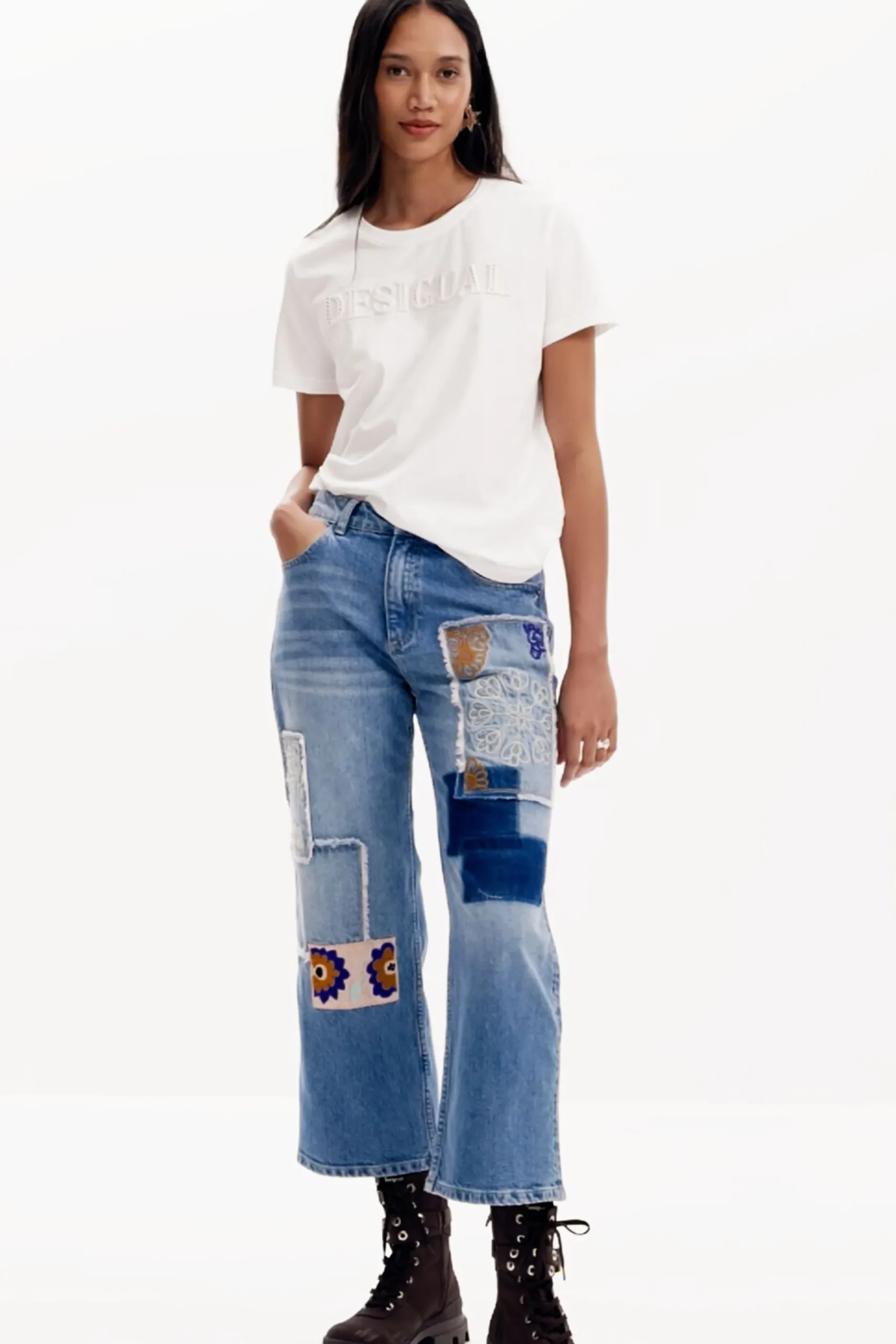 Vaqueros|Pantalones-Desigual Jeans patchwork