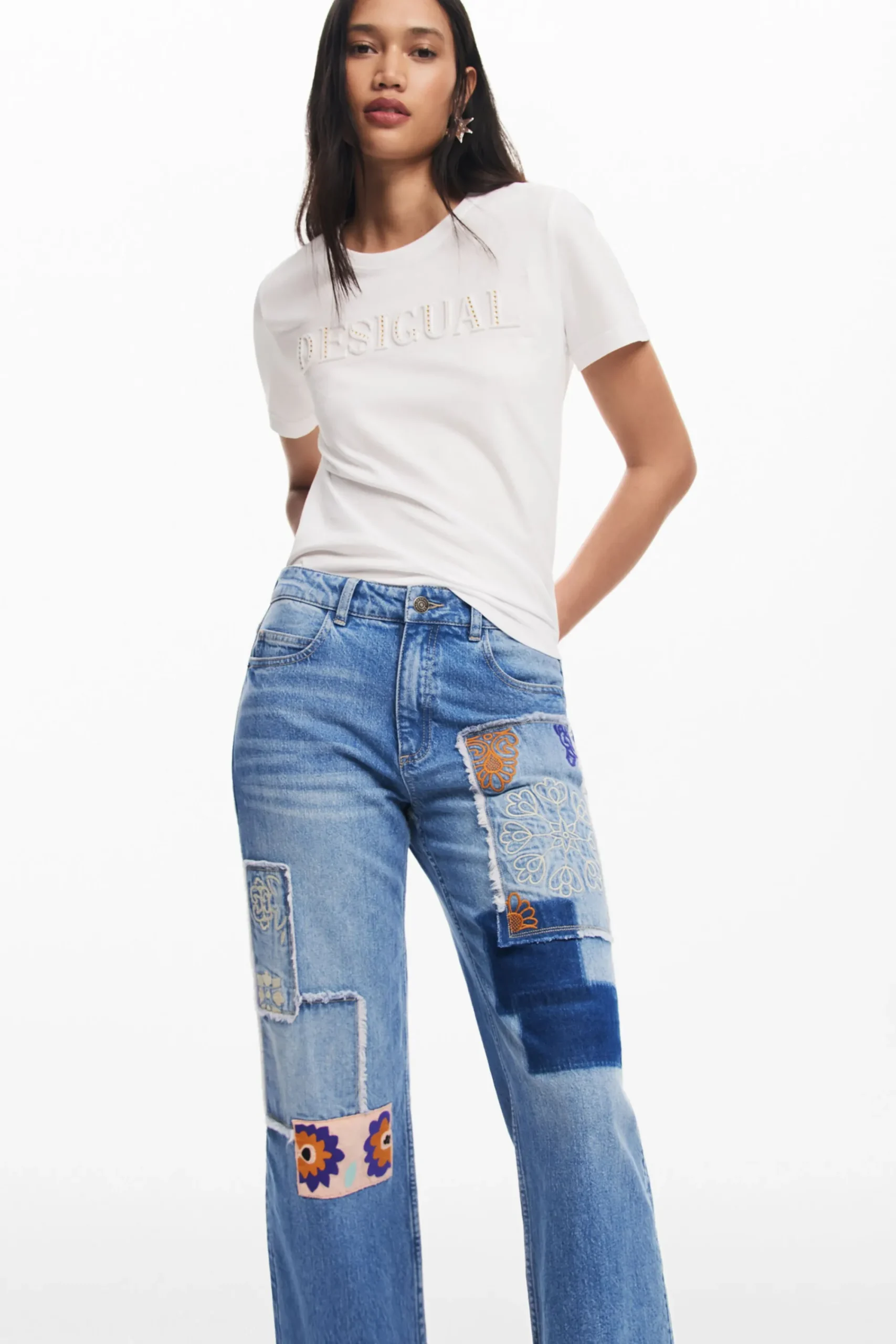 Vaqueros|Pantalones-Desigual Jeans patchwork