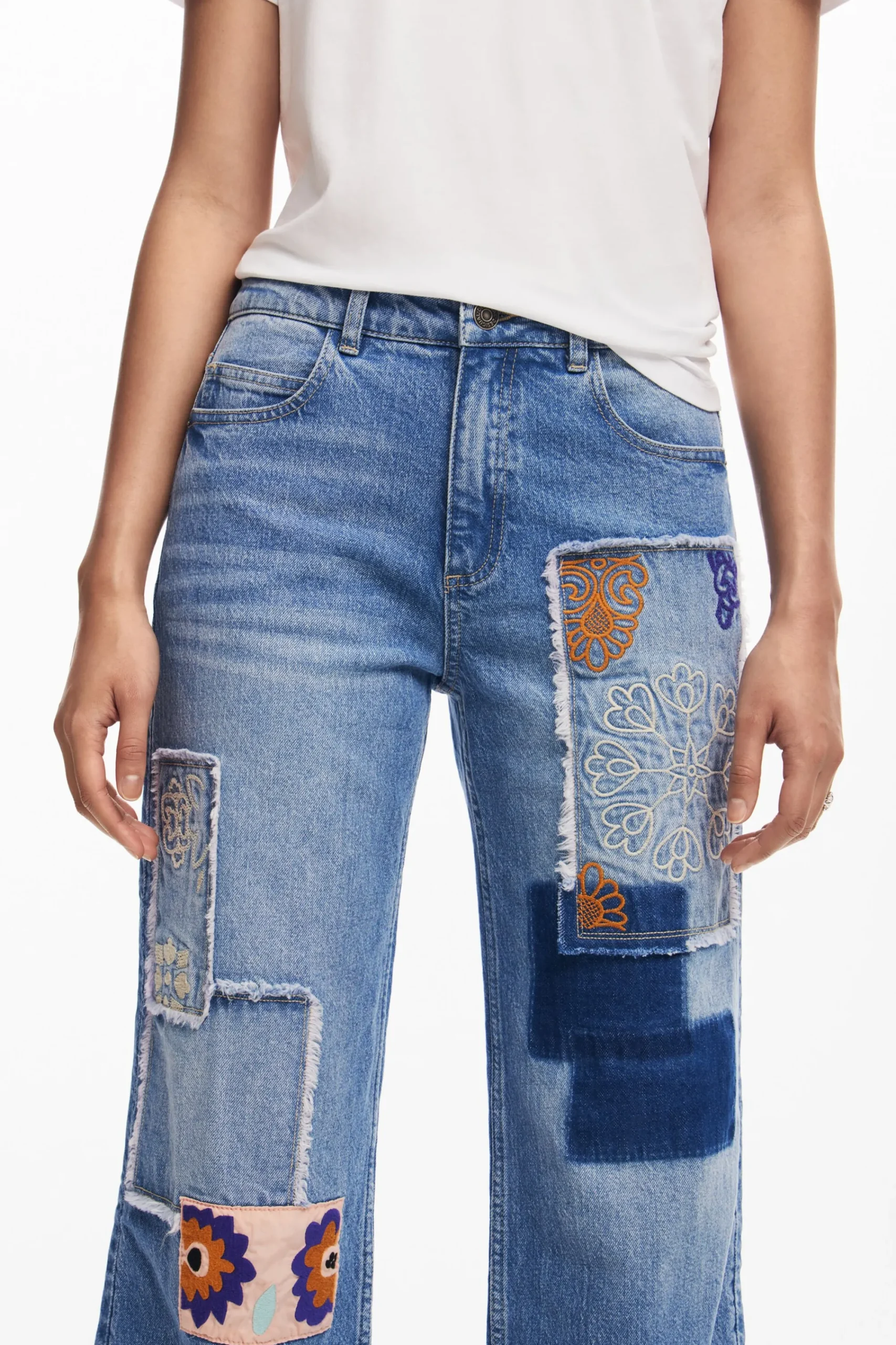 Vaqueros|Pantalones-Desigual Jeans patchwork