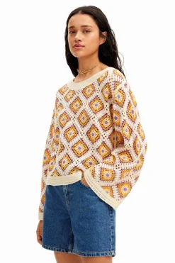 Ropa De Punto|Jerséis-Desigual Jersey crochet multicolor