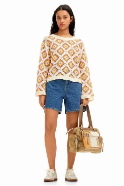 Ropa De Punto|Jerséis-Desigual Jersey crochet multicolor