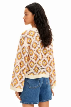Ropa De Punto|Jerséis-Desigual Jersey crochet multicolor