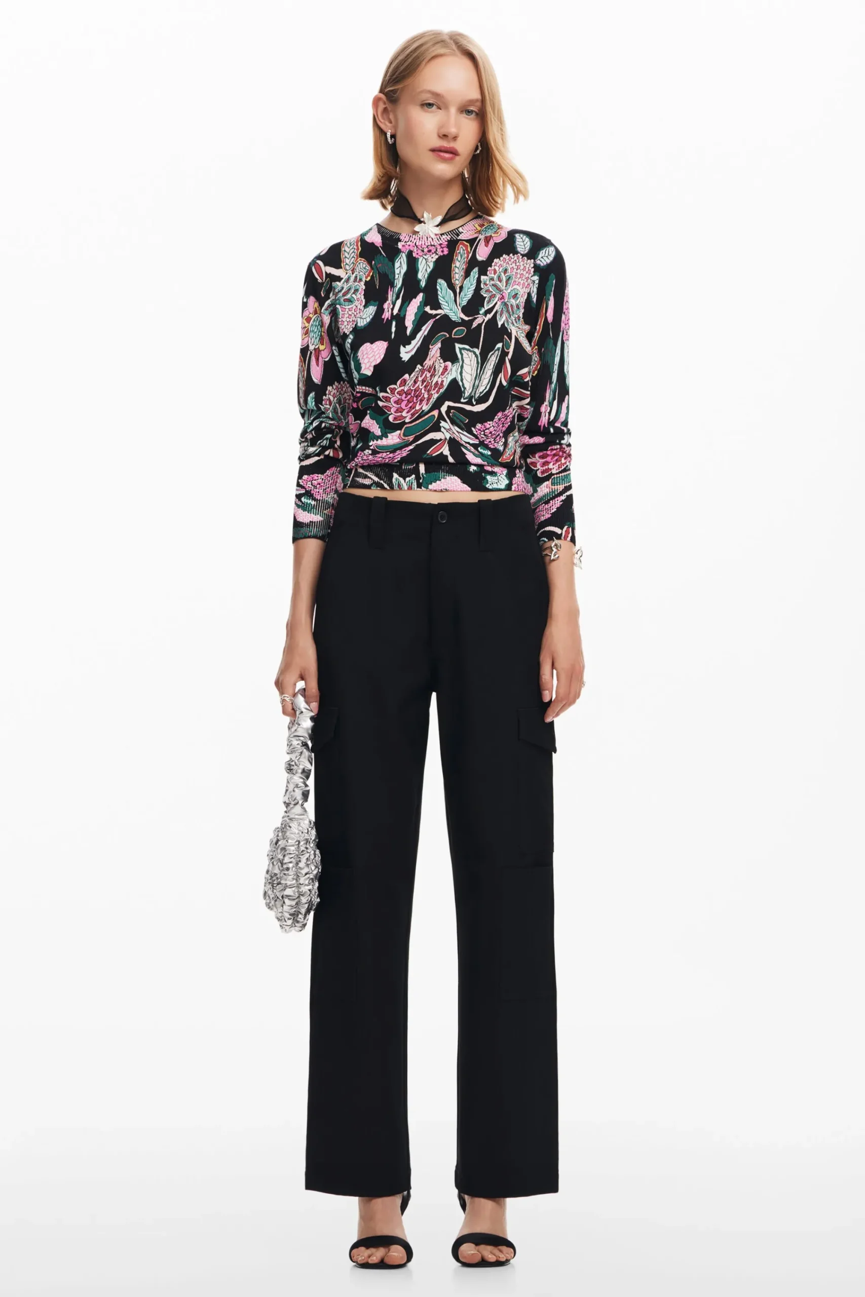 Ropa De Punto|Jerséis-Desigual Jersey de punto dibujos botánicos