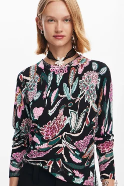 Ropa De Punto|Jerséis-Desigual Jersey de punto dibujos botánicos