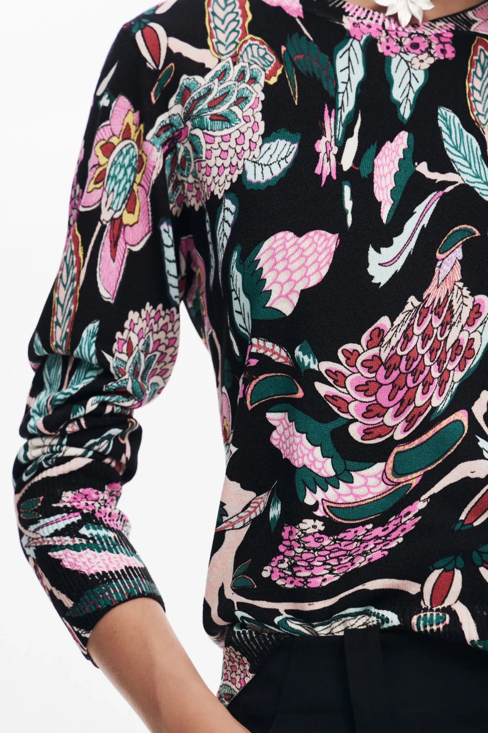 Ropa De Punto|Jerséis-Desigual Jersey de punto dibujos botánicos