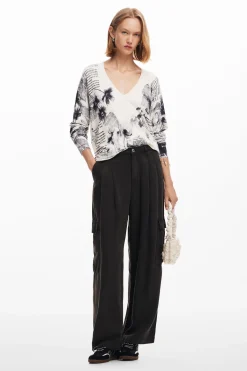 Ropa De Punto|Jerséis-Desigual Jersey de punto estampado textos