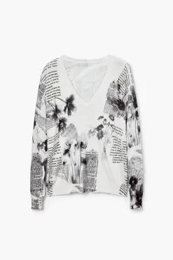 Ropa De Punto|Jerséis-Desigual Jersey de punto estampado textos