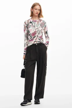 Ropa De Punto|Jerséis-Desigual Jersey detalles flores
