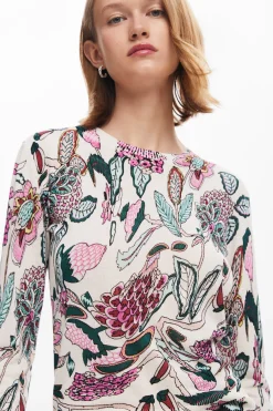 Ropa De Punto|Jerséis-Desigual Jersey detalles flores