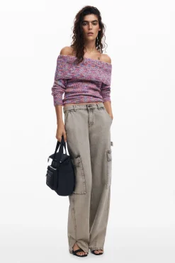 Jerséis|Ropa De Punto-Desigual Jersey escote bardot