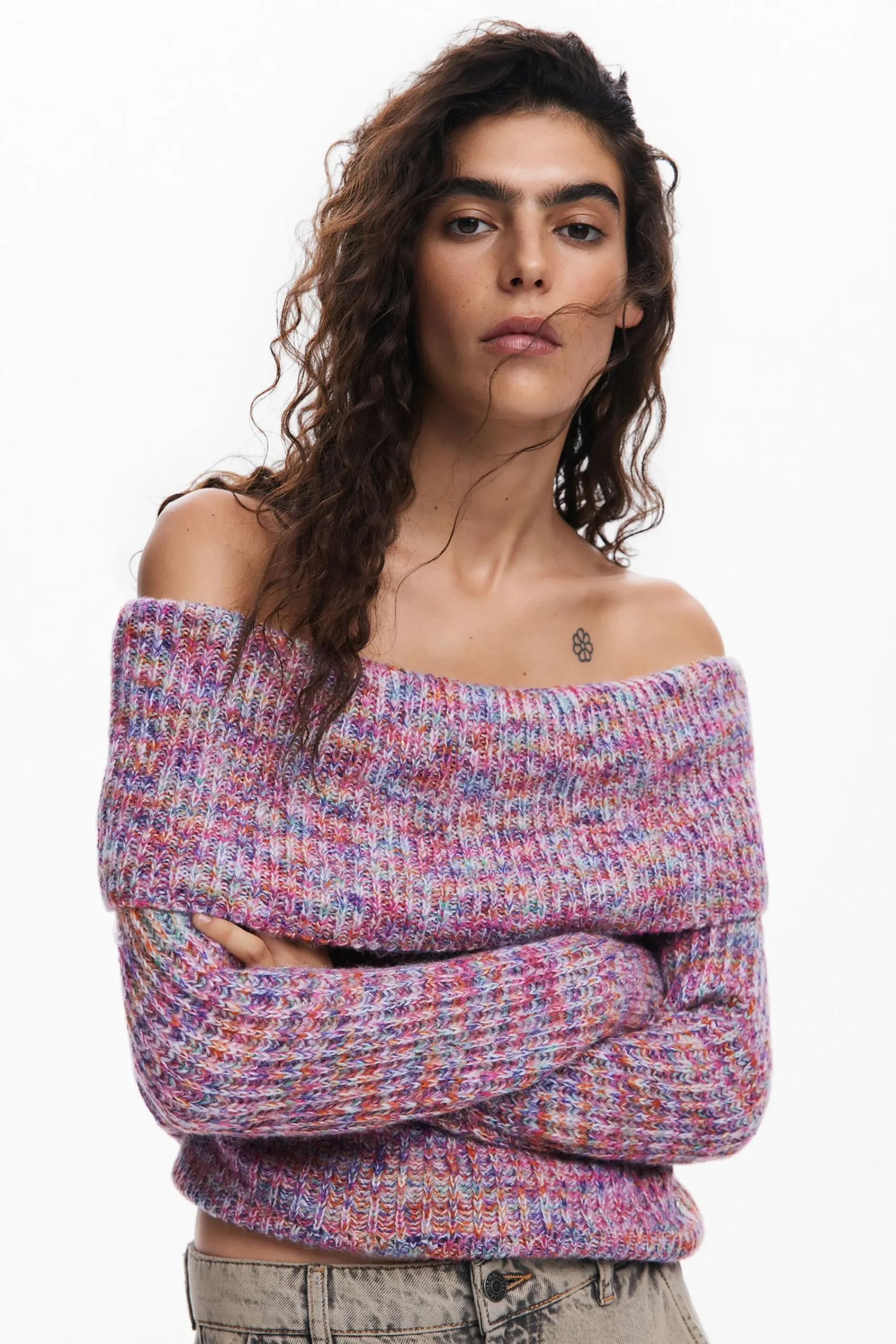 Jerséis|Ropa De Punto-Desigual Jersey escote bardot