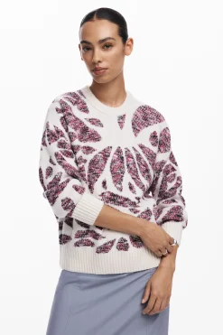 Ropa De Punto|Jerséis-Desigual Jersey estampado hojas