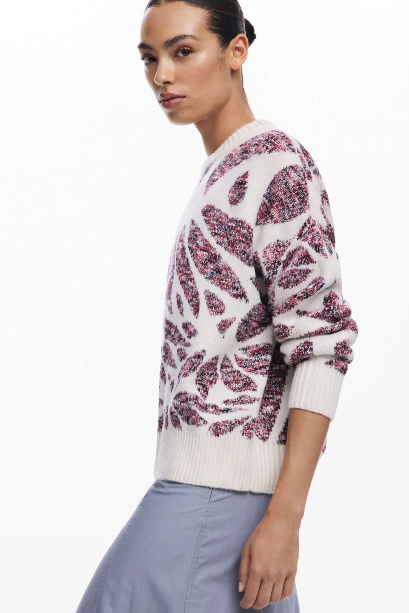Ropa De Punto|Jerséis-Desigual Jersey estampado hojas