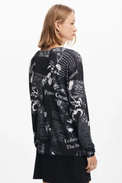 Ropa De Punto|Jerséis-Desigual Jersey estampado periódico