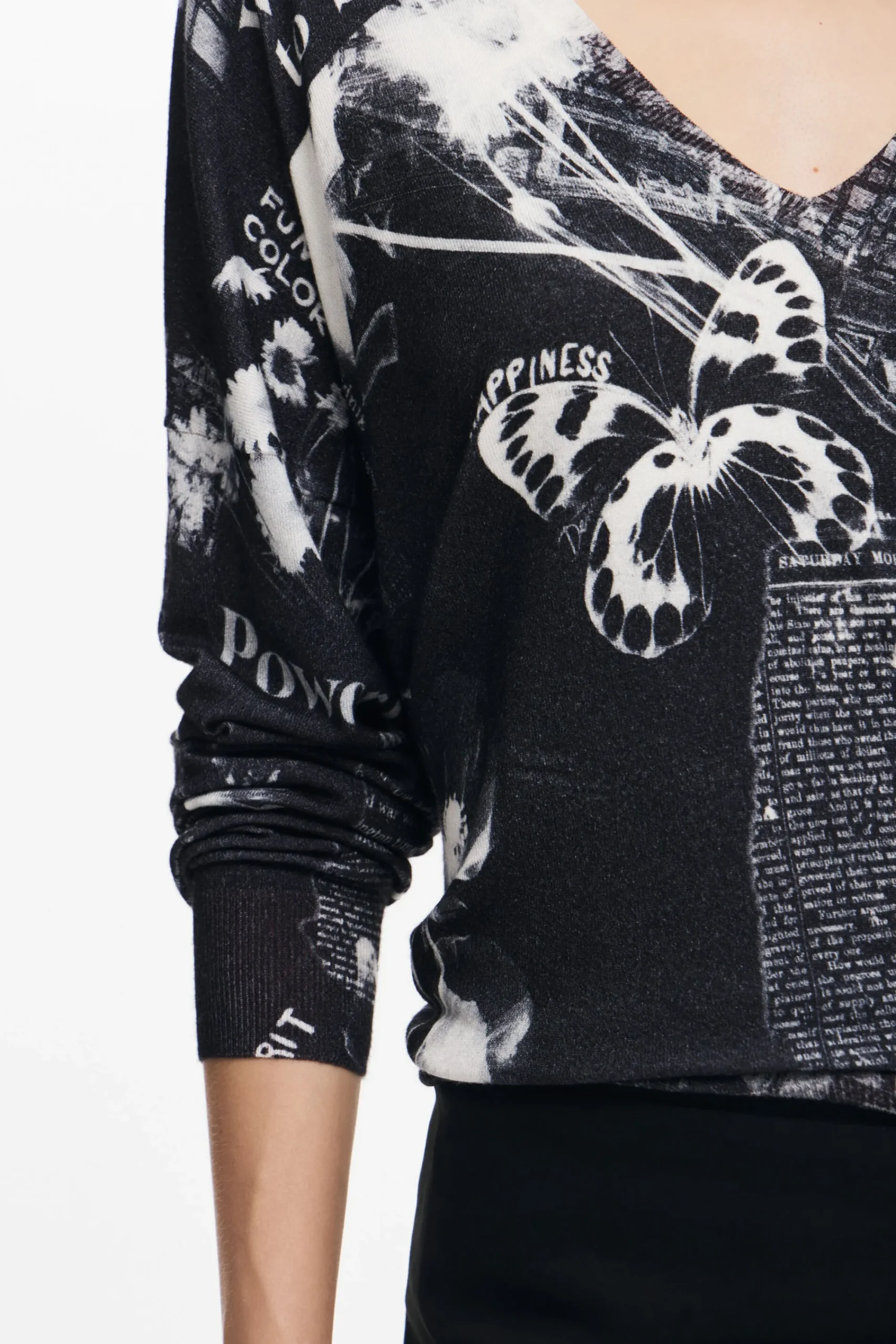 Ropa De Punto|Jerséis-Desigual Jersey estampado periódico