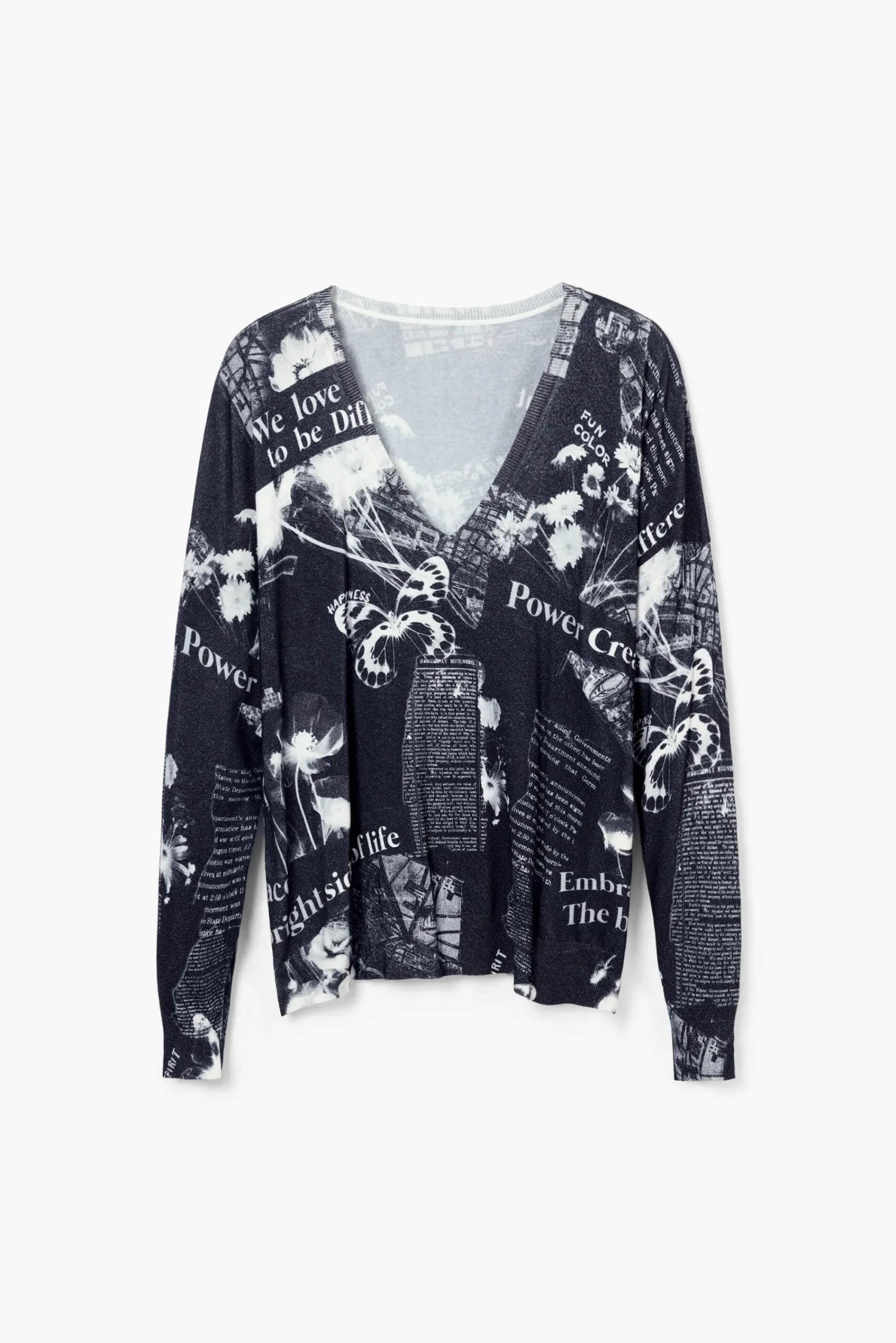 Ropa De Punto|Jerséis-Desigual Jersey estampado periódico