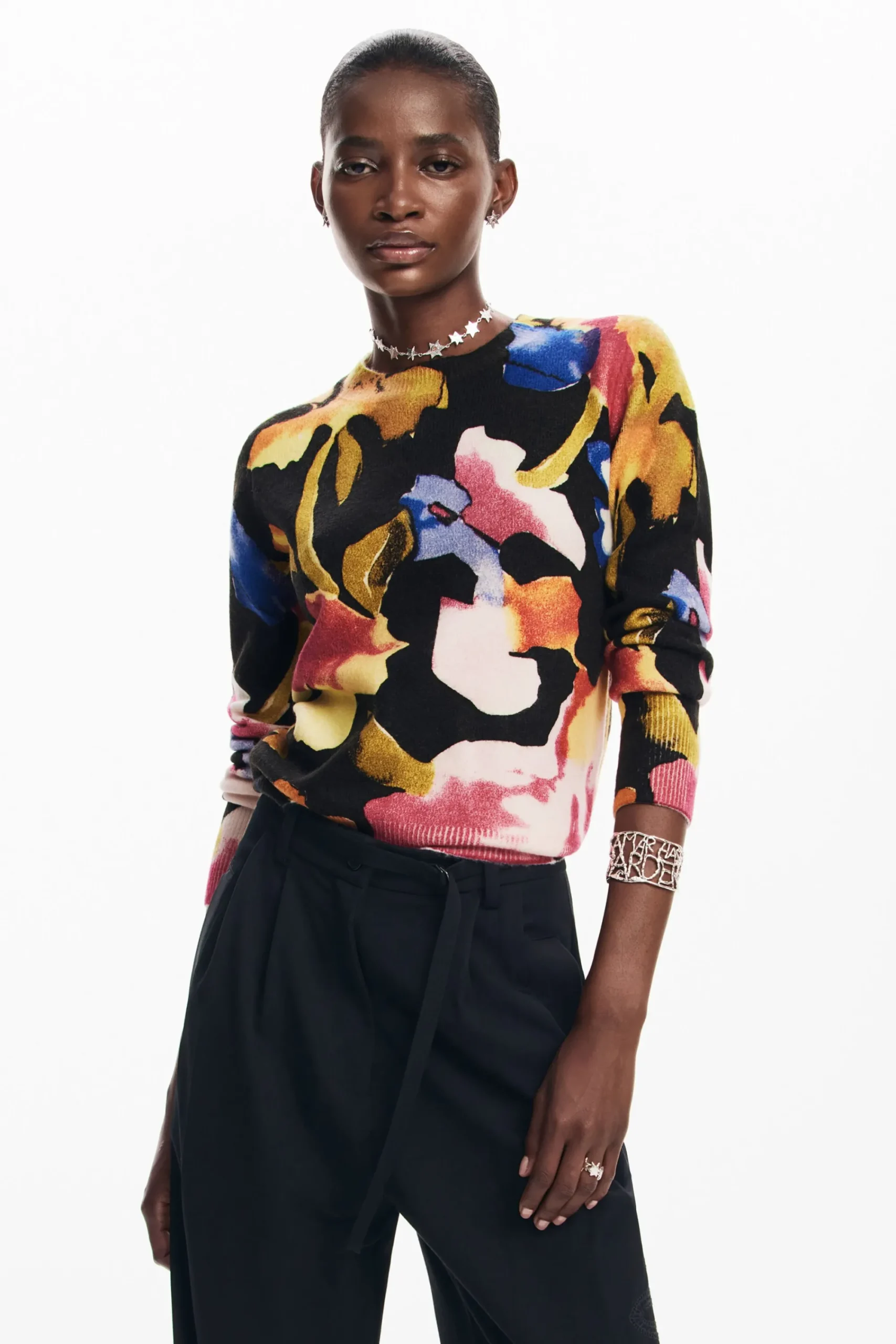 Ropa De Punto|Jerséis-Desigual Jersey flores arty