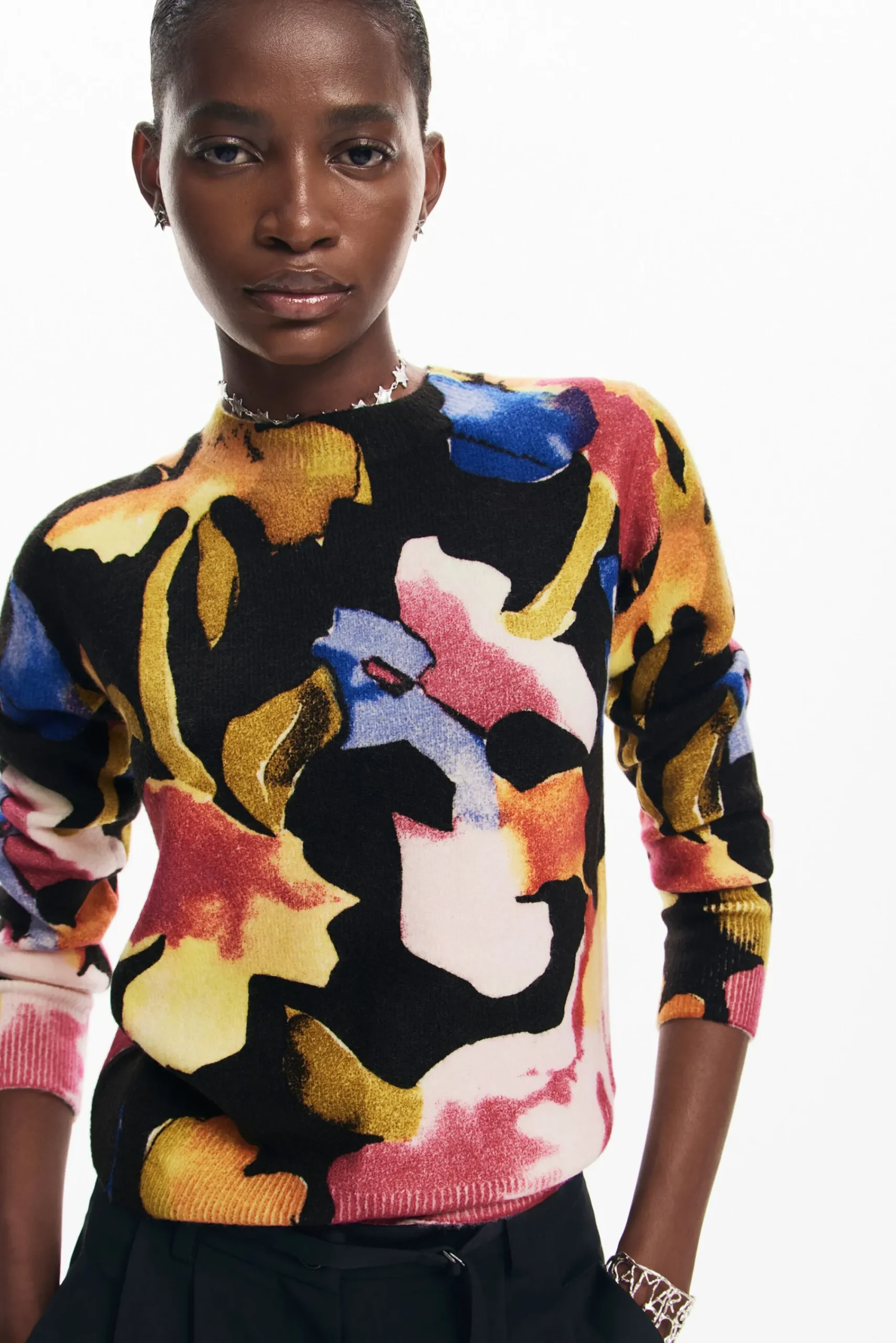 Ropa De Punto|Jerséis-Desigual Jersey flores arty