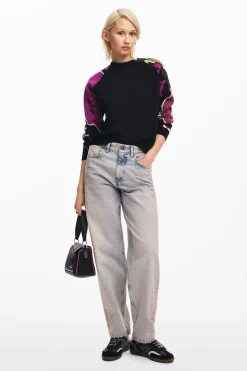 Ropa De Punto|Jerséis-Desigual Jersey  mangas flores