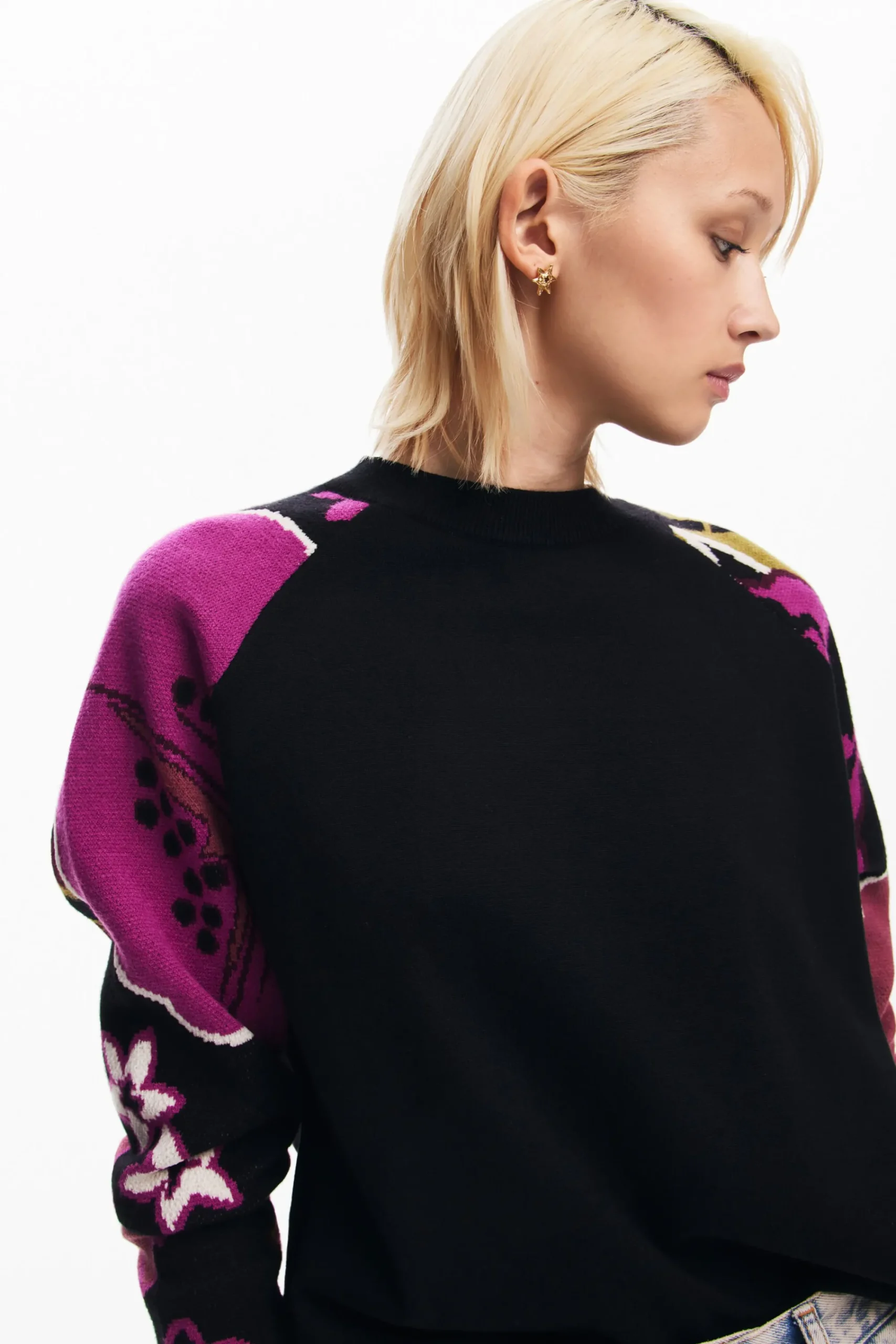 Ropa De Punto|Jerséis-Desigual Jersey mangas flores