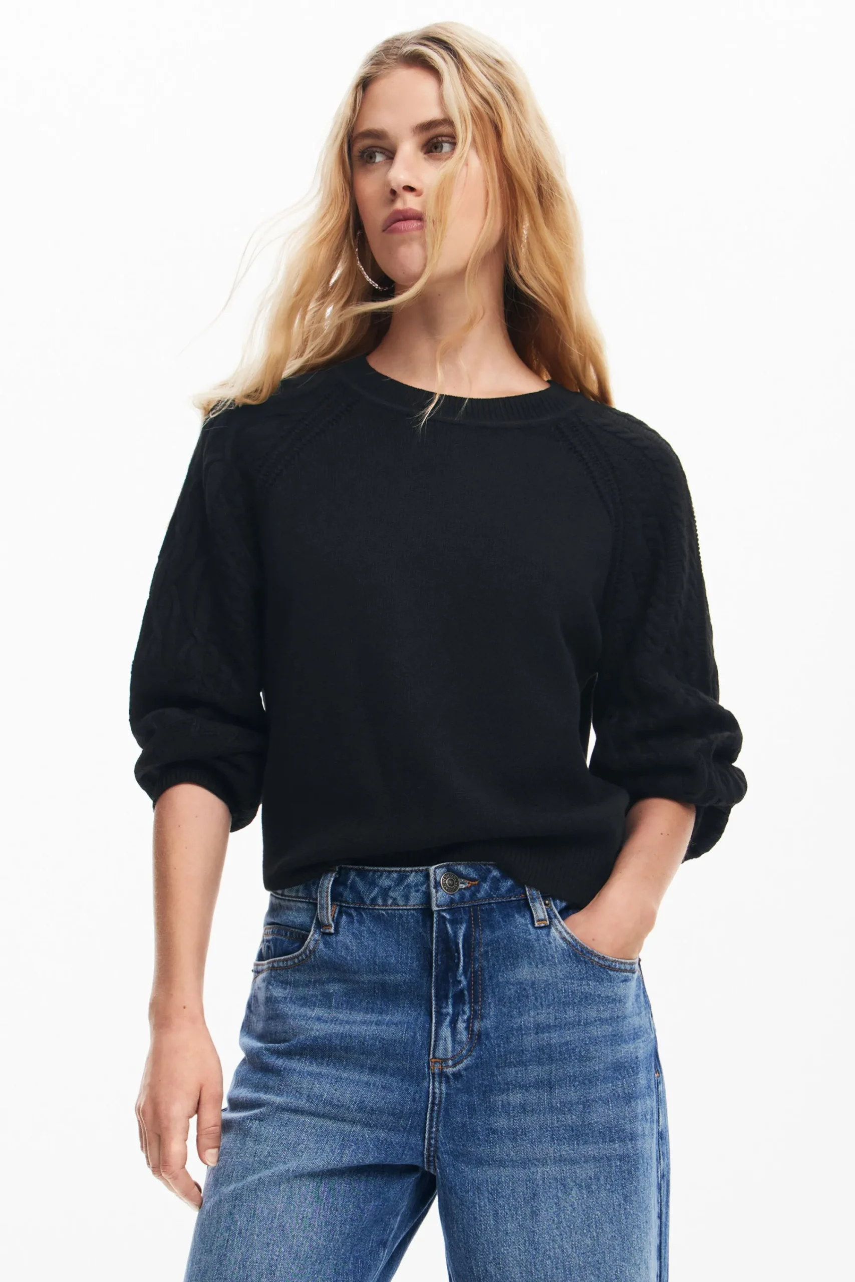 Ropa De Punto|Jerséis-Desigual Jersey mangas textura