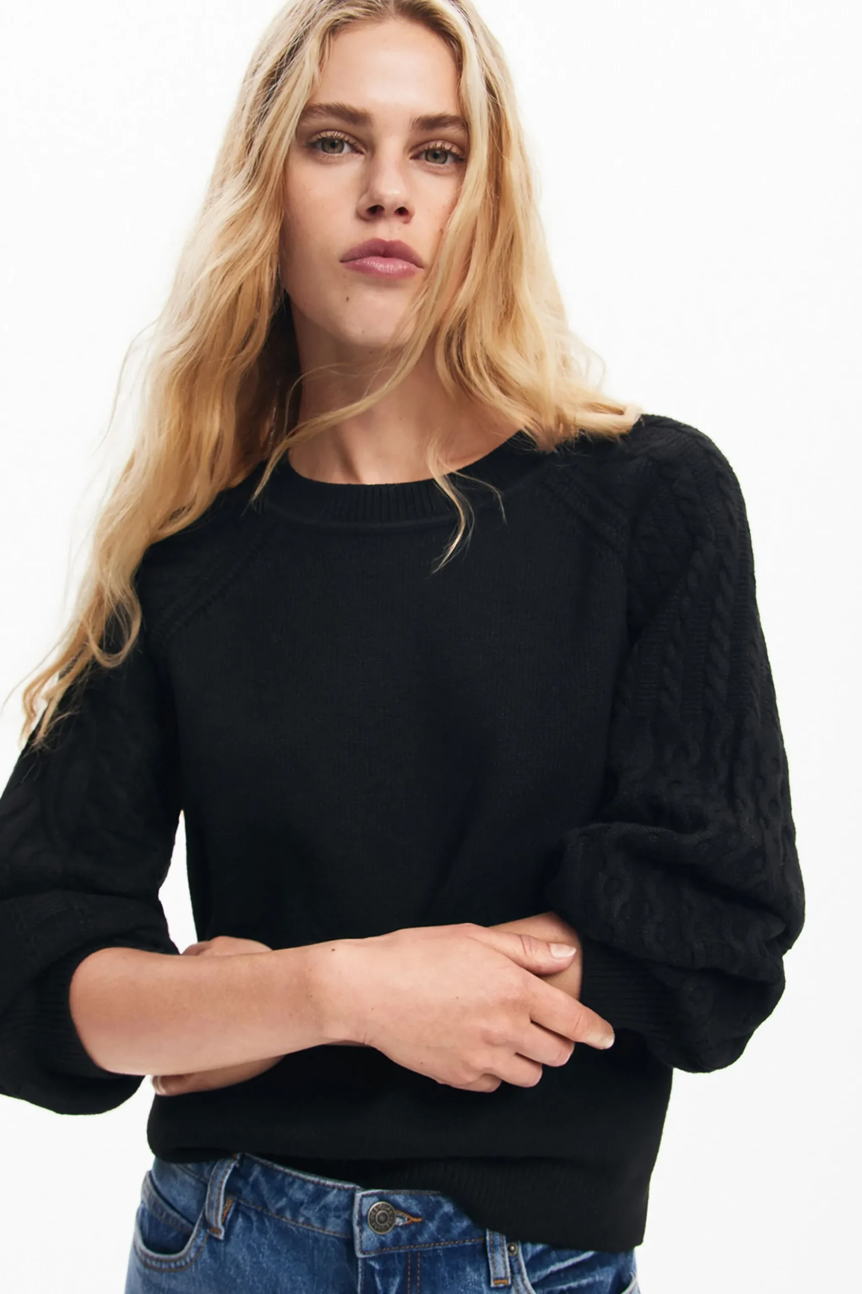Ropa De Punto|Jerséis-Desigual Jersey mangas textura