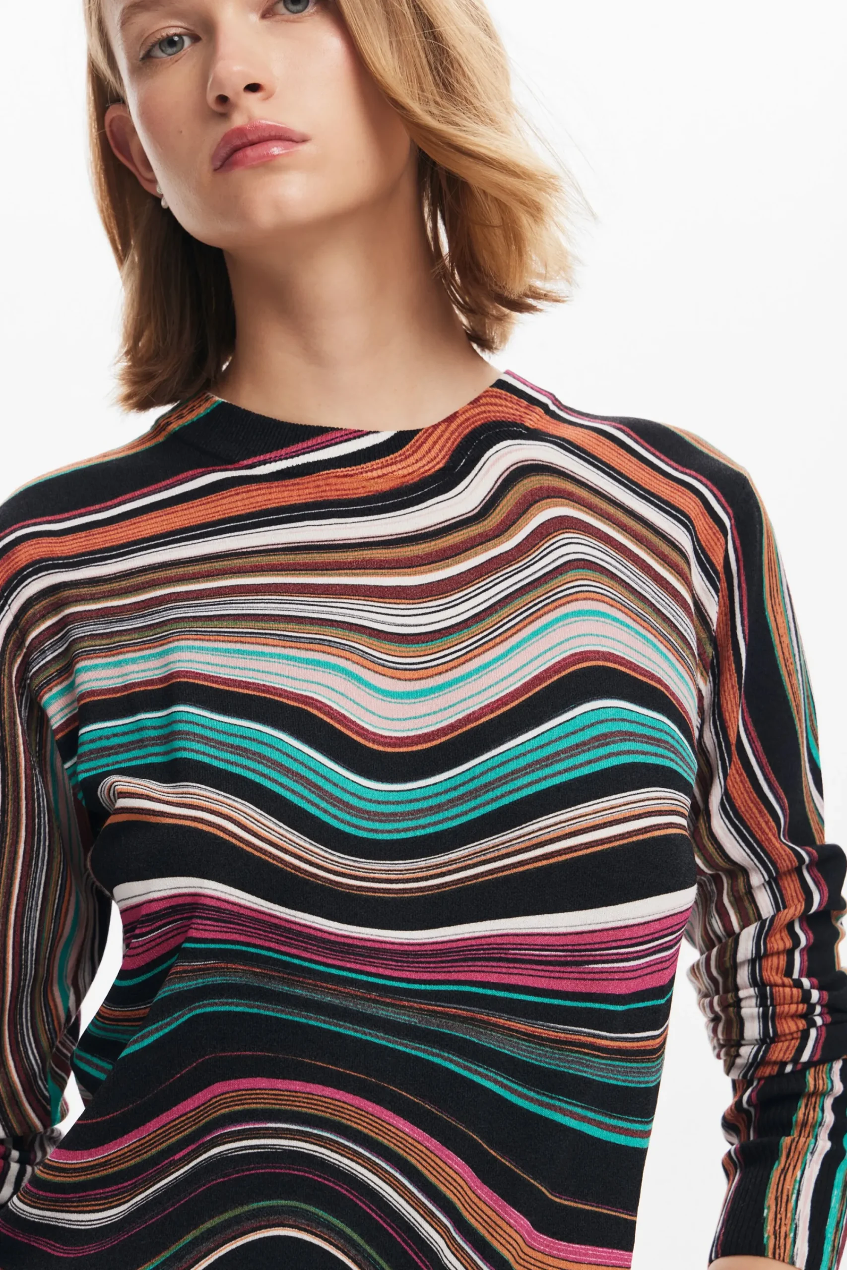 Ropa De Punto|Jerséis-Desigual Jersey rayas onduladas