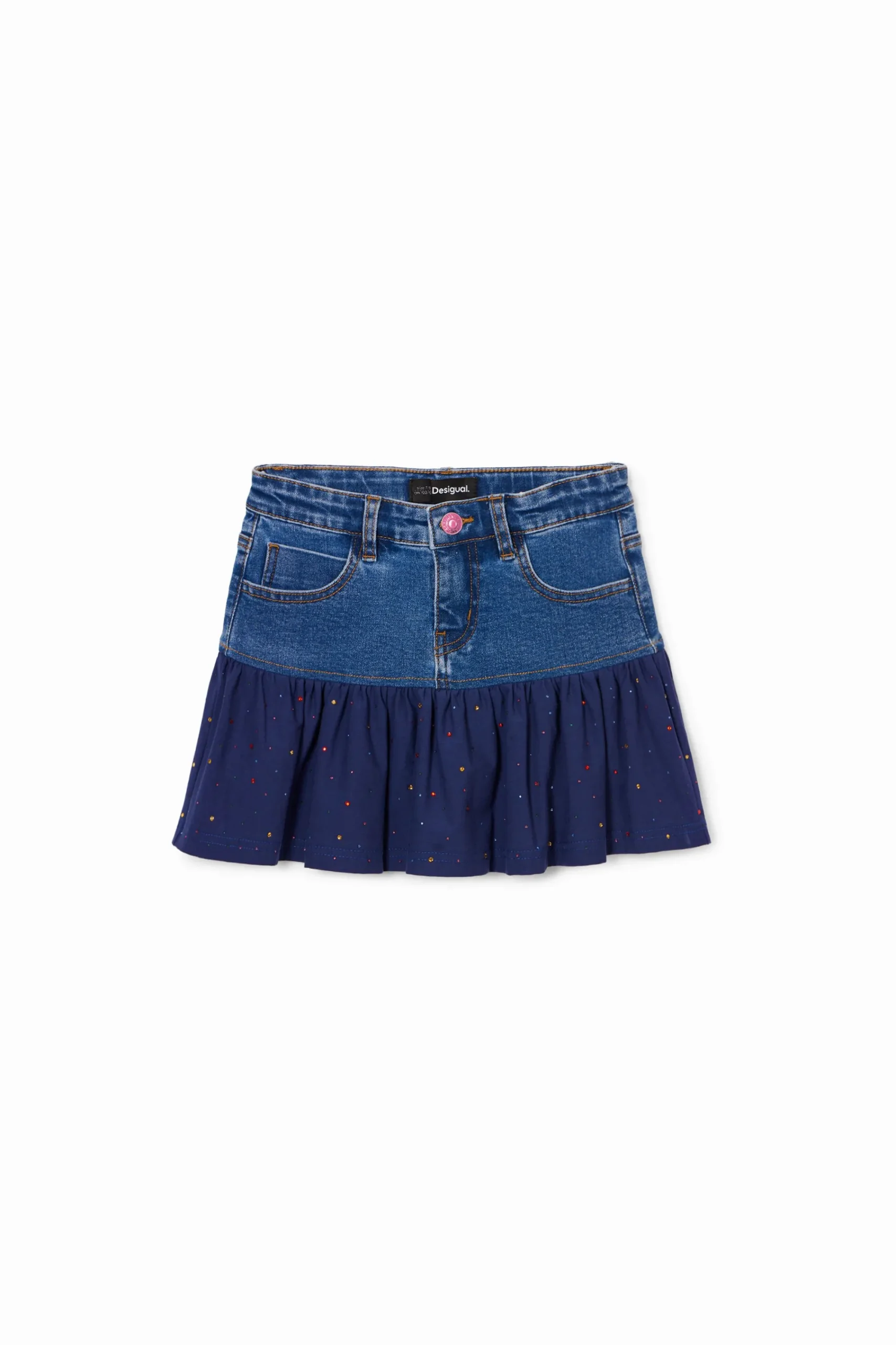 Faldas Y Pantalones-Desigual Minfalda vaquera volante puntos