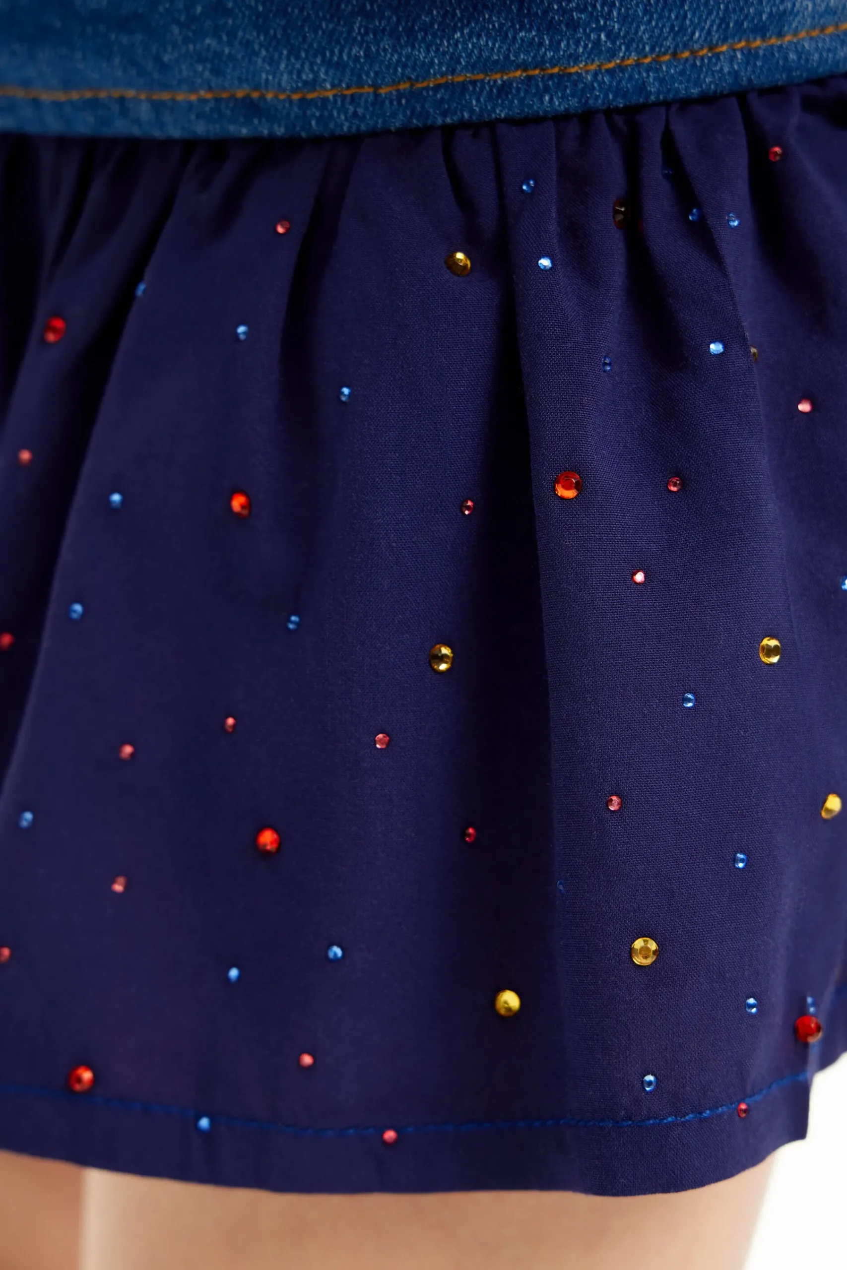Faldas Y Pantalones-Desigual Minfalda vaquera volante puntos