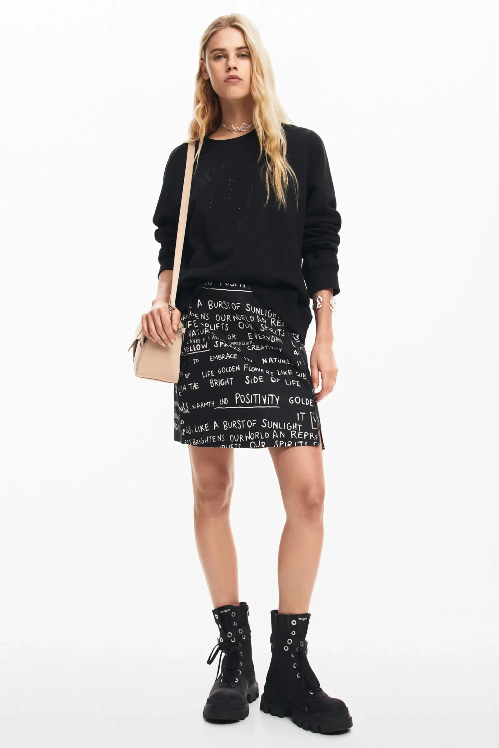 Faldas Y Shorts-Desigual Minifalda estampado frases