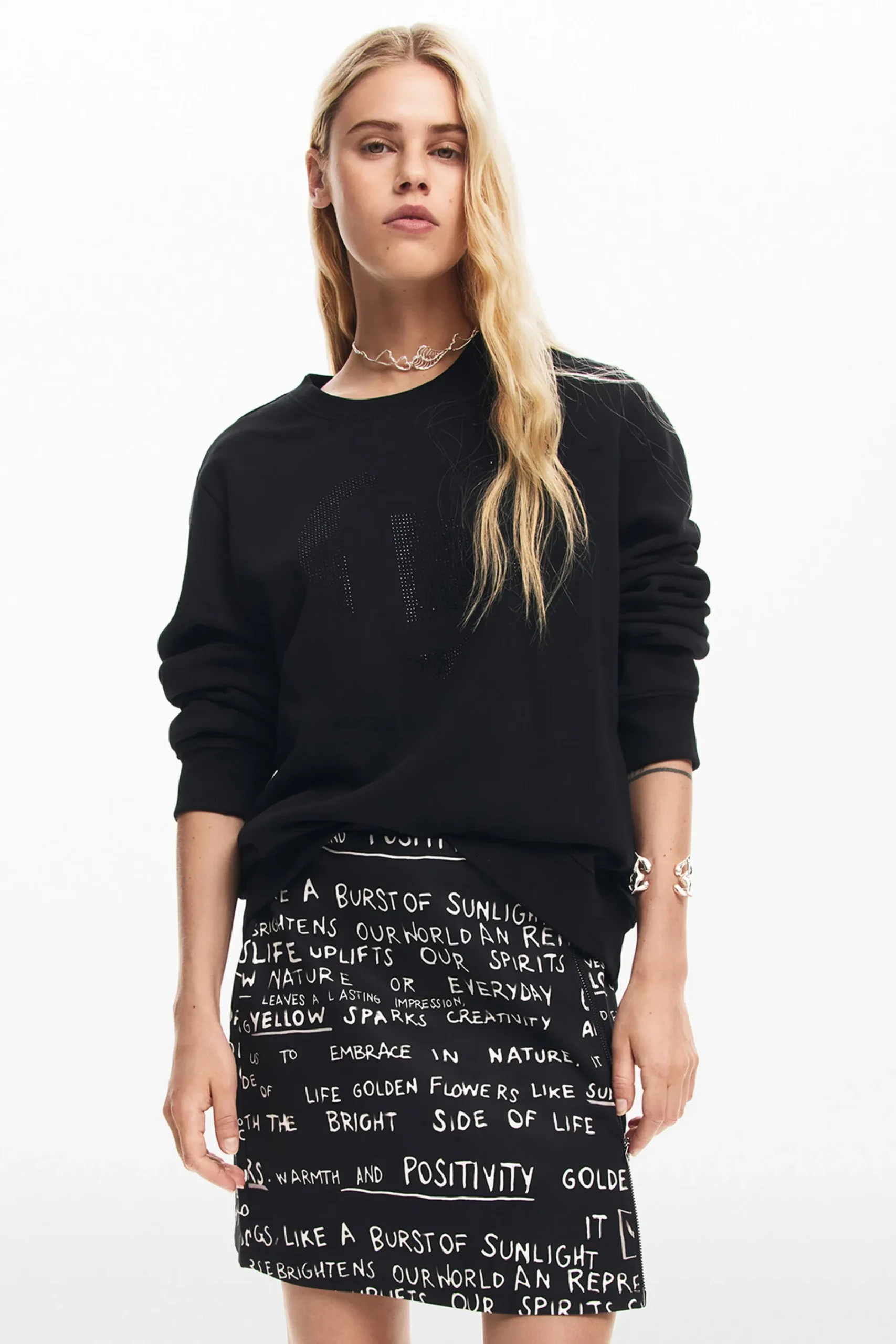 Faldas Y Shorts-Desigual Minifalda estampado frases