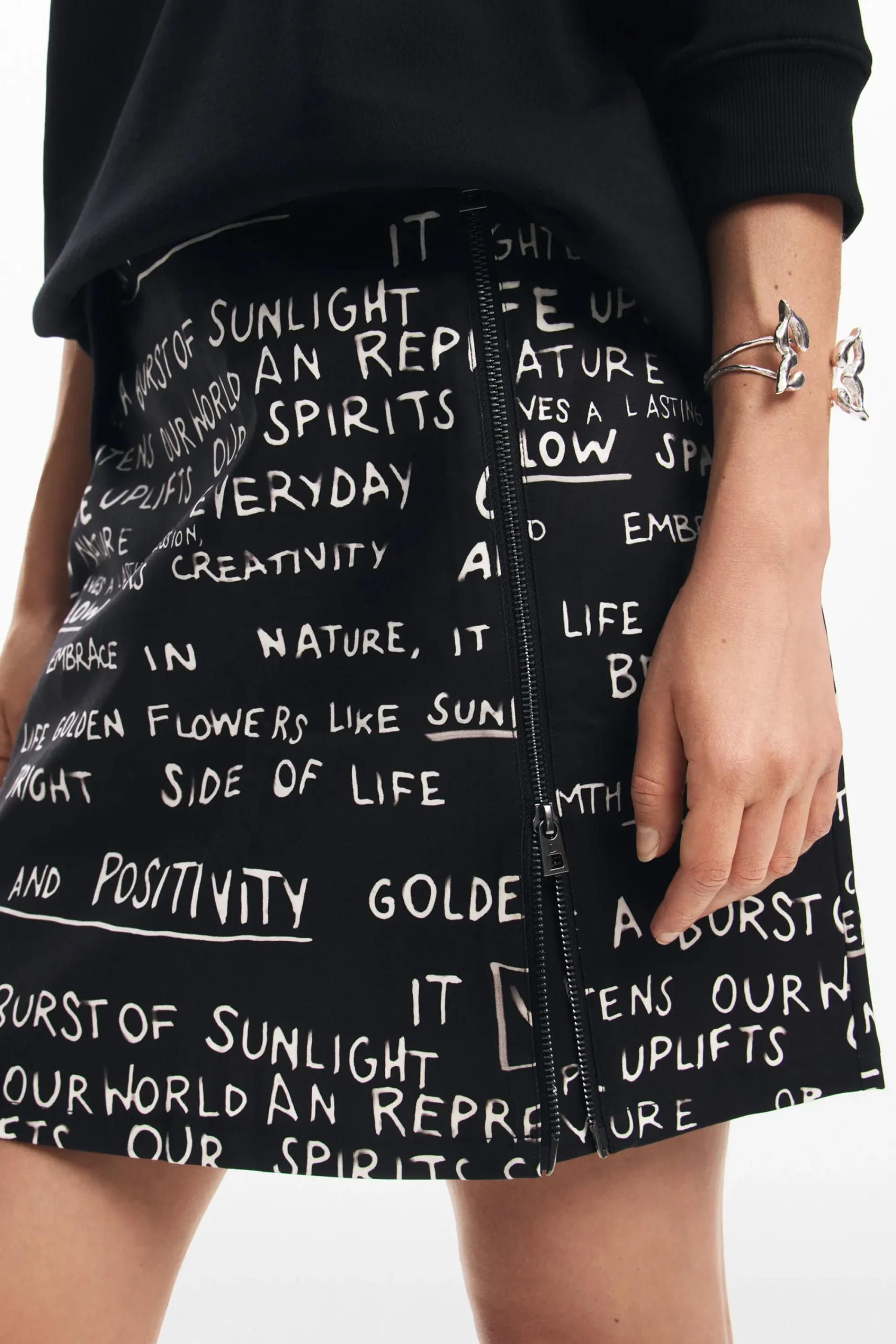 Faldas Y Shorts-Desigual Minifalda estampado frases