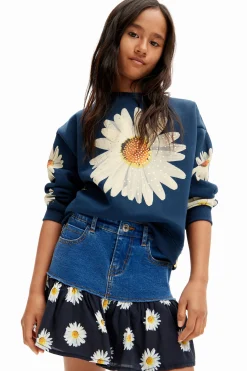 Faldas Y Pantalones-Desigual Minifalda vaquera volante margaritas