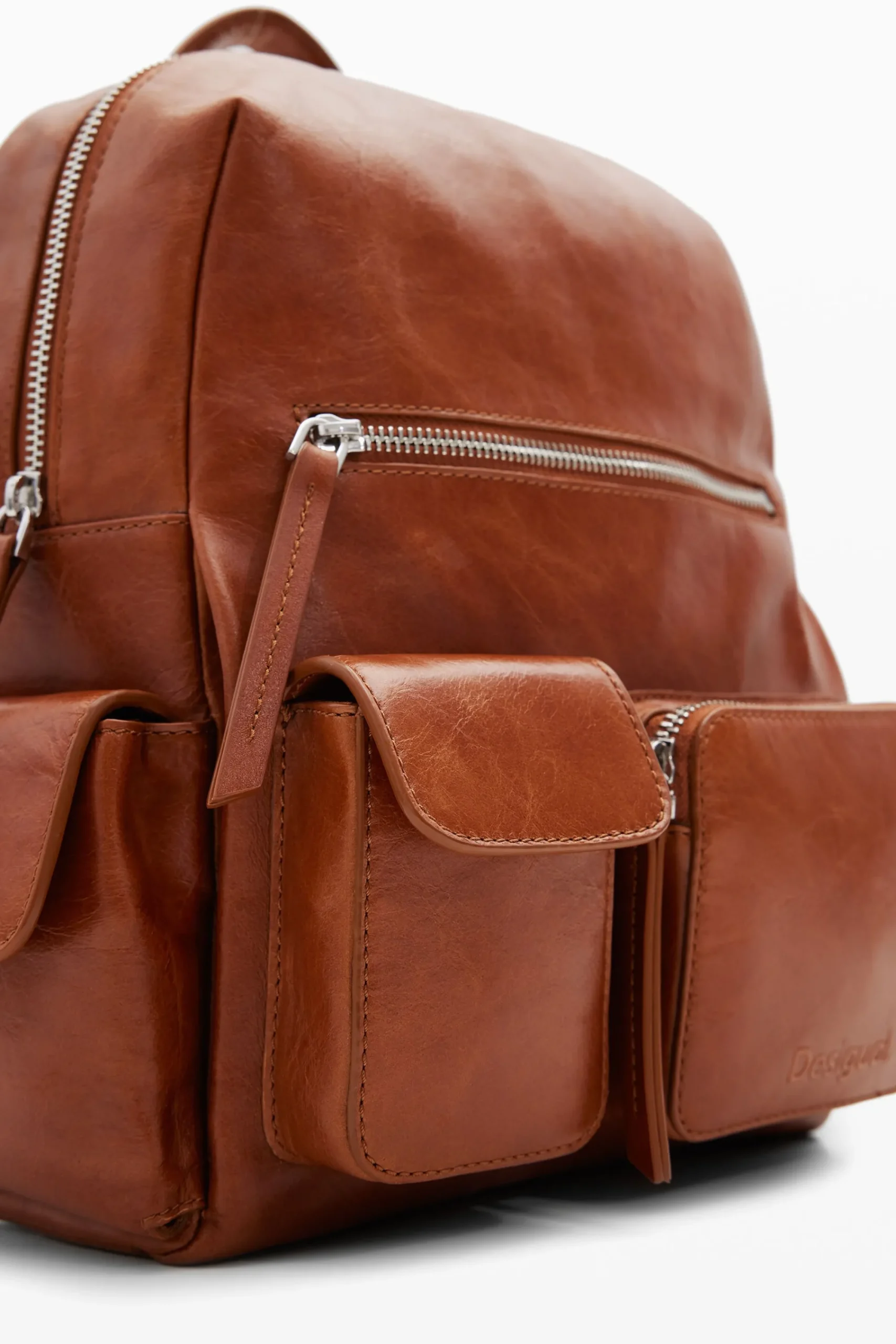Bolsos De Piel|Mochilas-Desigual Mochila piel multibolsillo