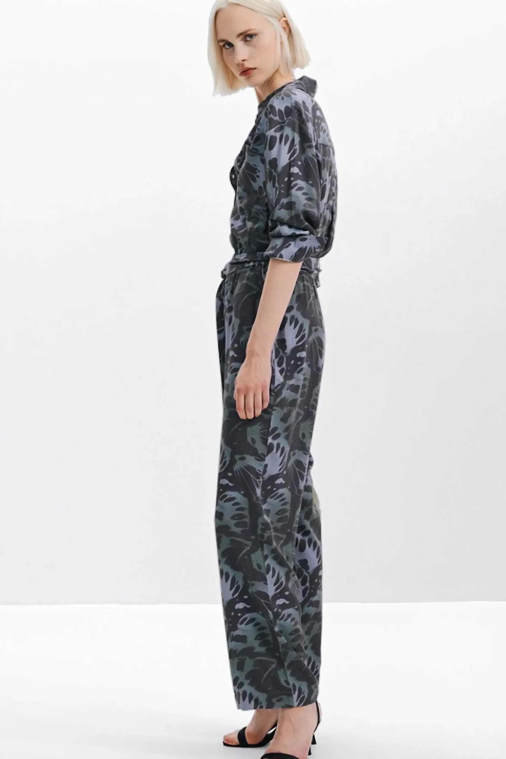 Pantalones|Vestidos Y Monos-Desigual Mono fluido estampado