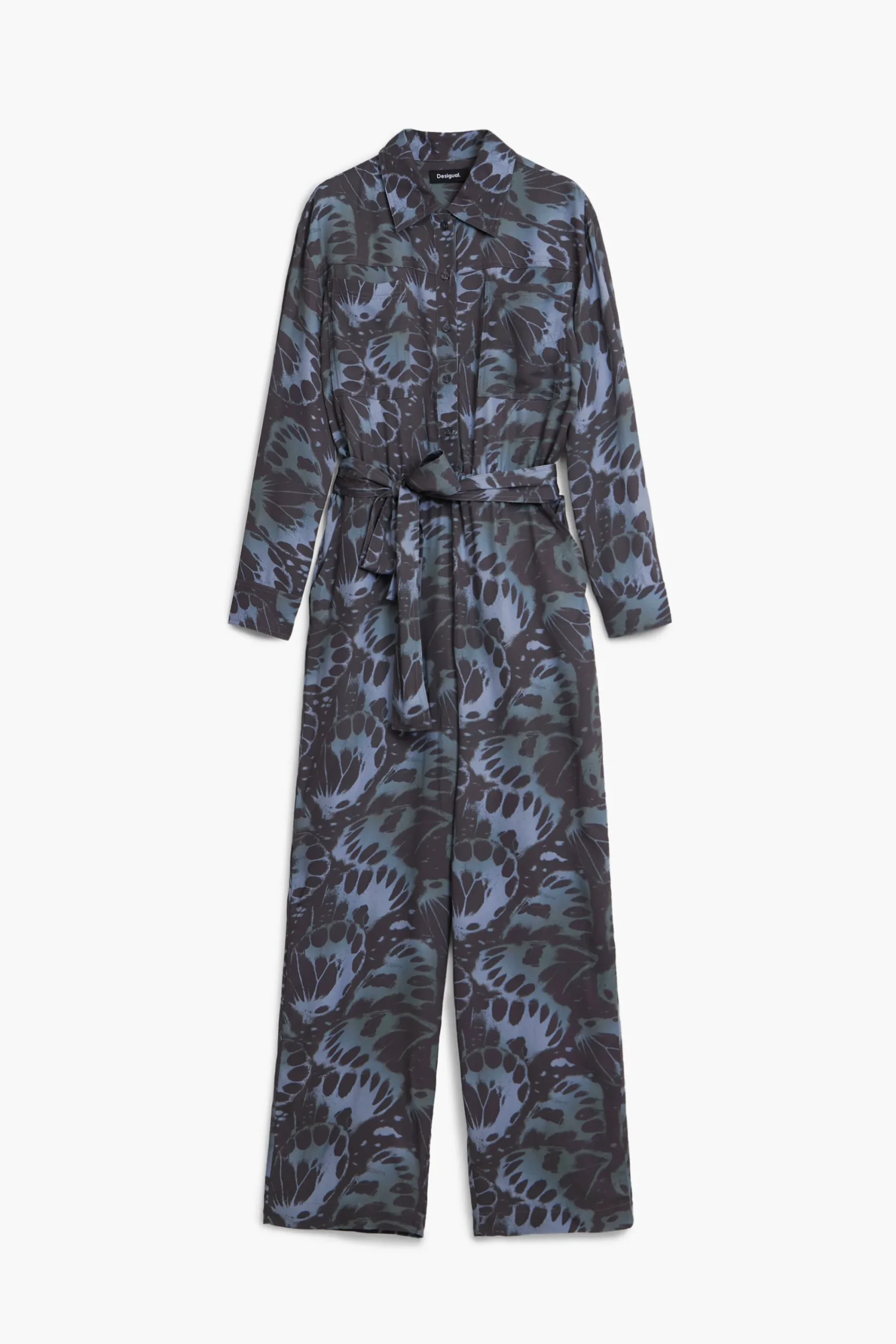 Pantalones|Vestidos Y Monos-Desigual Mono fluido estampado