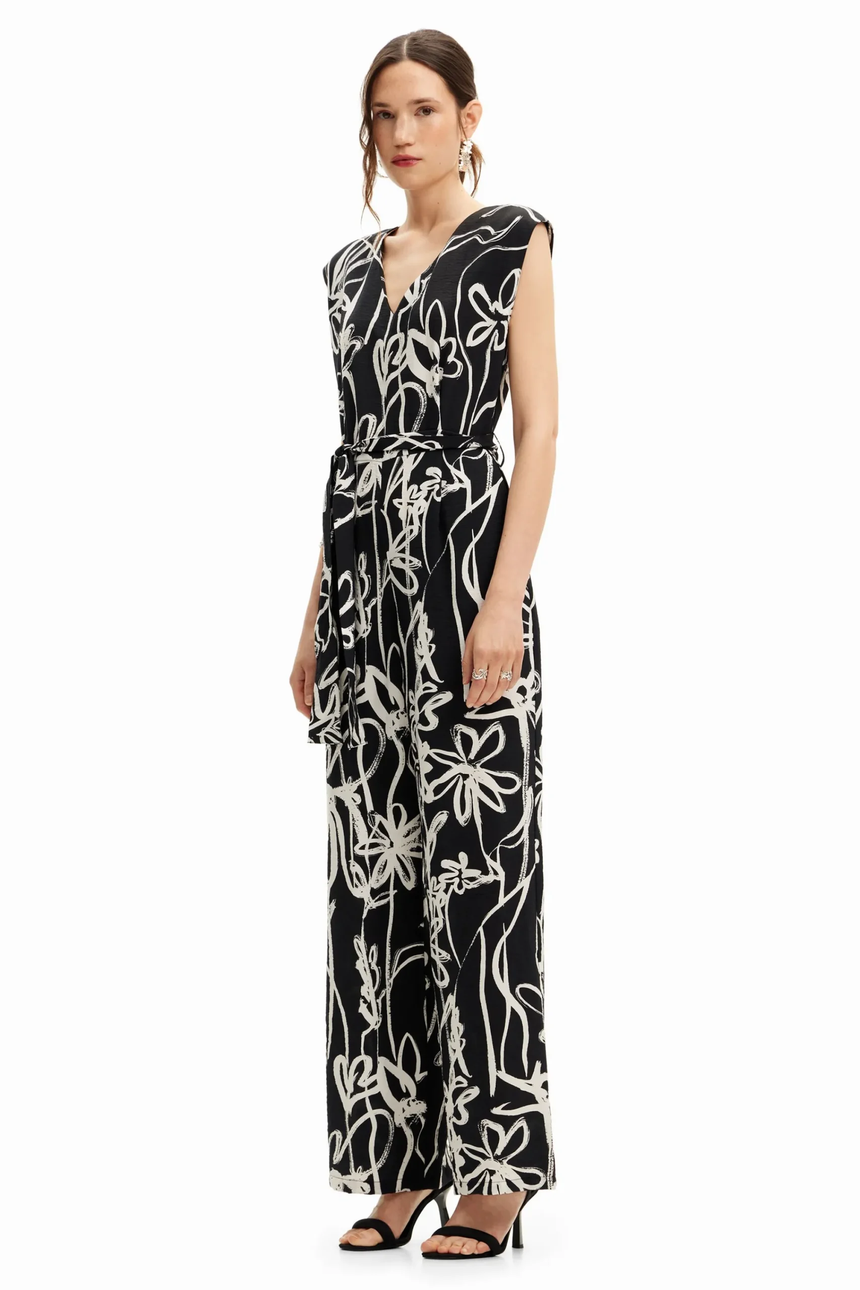 Pantalones|Vestidos Y Monos-Desigual Mono largo flores ilustradas