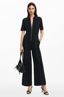 Pantalones|Vestidos Y Monos-Desigual Mono largo pespuntes